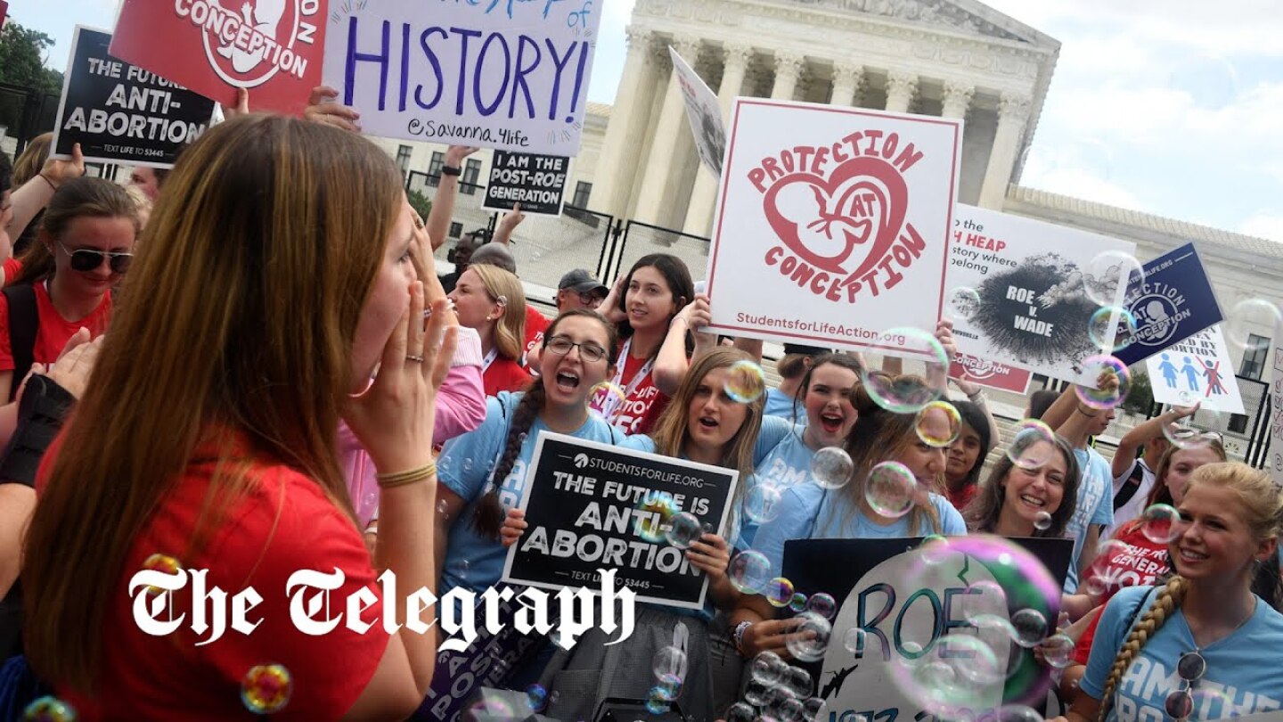 Roe v Wade: Cheers outside Supreme Court as it votes down abortion rights