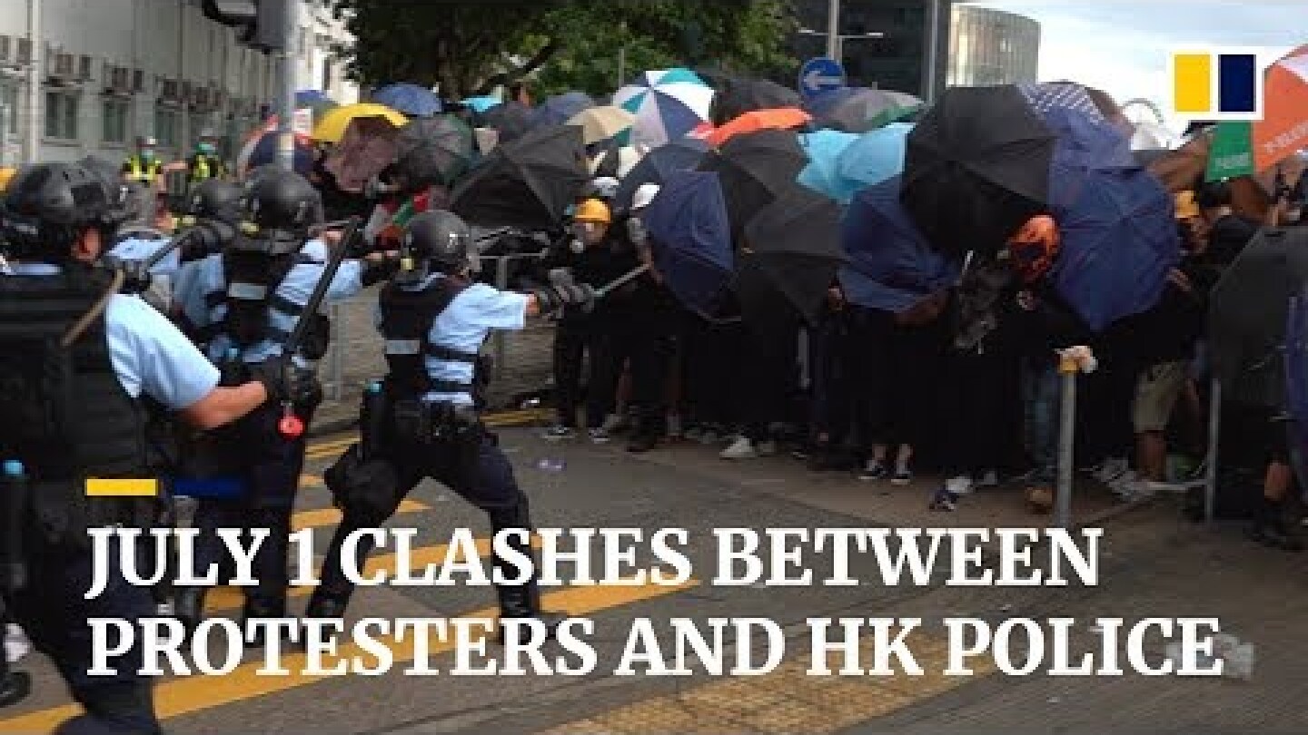 Violent clashes between Hong Kong protesters and police on July 1st