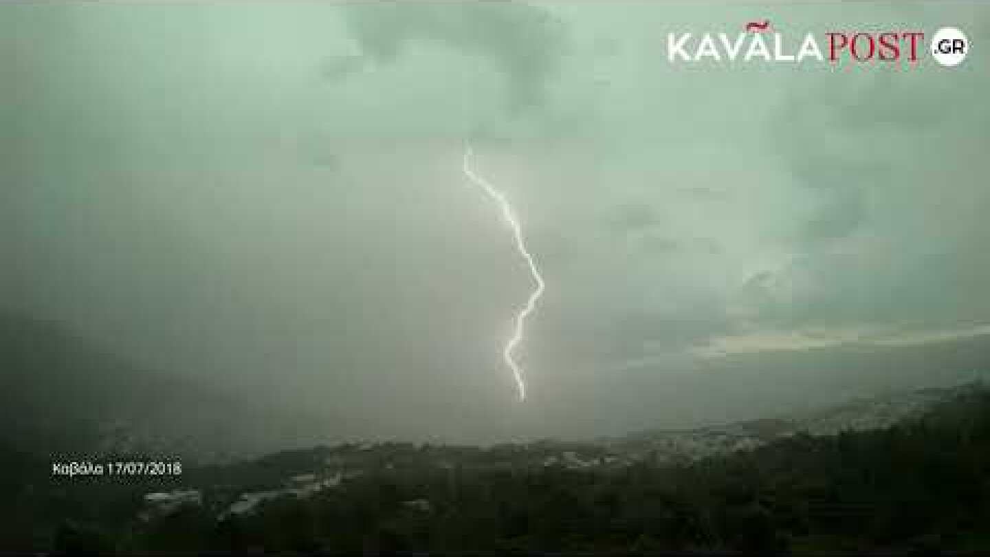 Πολυκύτταρη καταιγίδα με σπάνιο σχηματισμό shelf cloud πάνω από την Καβάλα part2