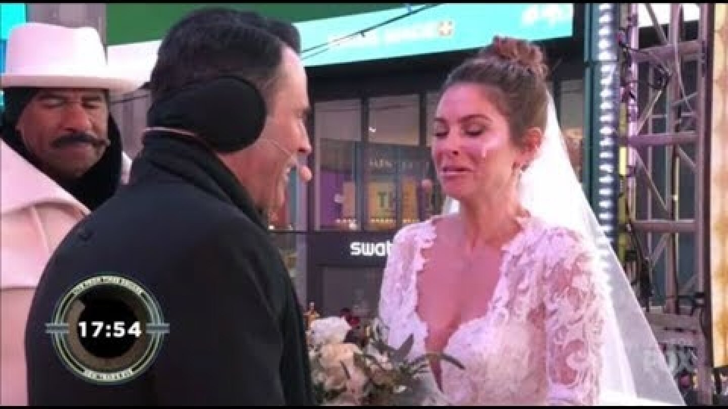 Maria Monounos Rocks The COLDEST Wedding In History On LIVE TV By Steve Harvey in Time Sq. #NYE2018