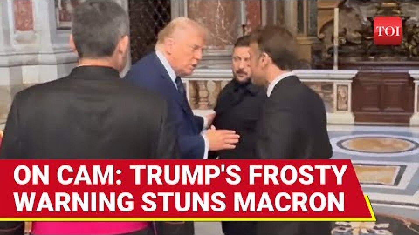 Trump's STUNNING 5-Word SNUB To Macron Before Meeting Zelensky At Pope Funeral | Watch