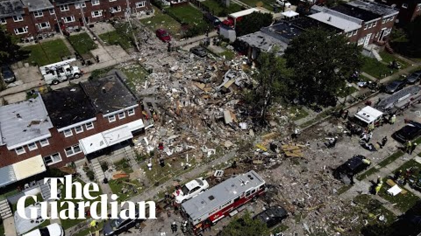 Baltimore: aerial footage shows aftermath of gas explosion in residential area