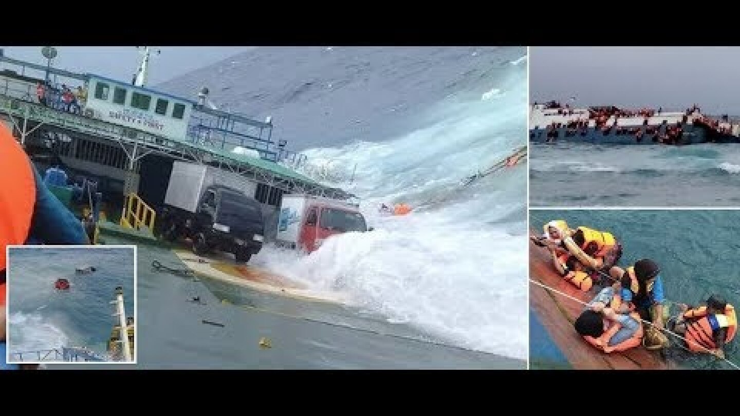 Indonesia ferry sinks with 139 passengers and cars fall into sea due to 'hull leak'