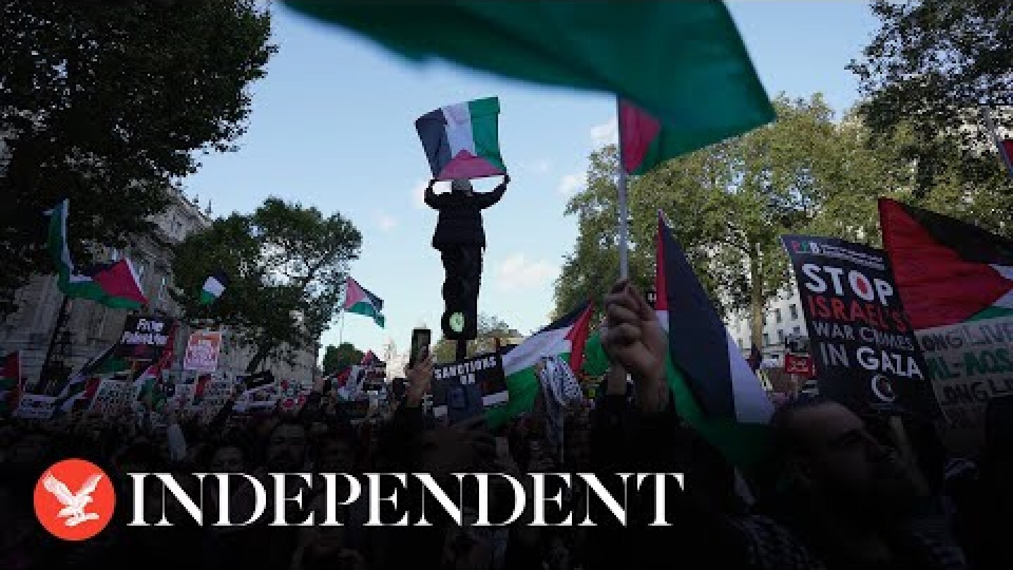 Live: Thousands of Palestinian supporters gather to march in London as Gaza aid efforts intensify