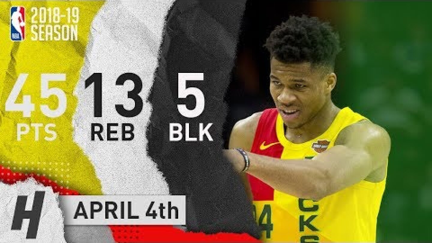 Giannis Antetokounmpo Full Highlights Bucks vs 76ers 2019.04.04 - 45 Pts, 13 Reb, 5 Blocks!