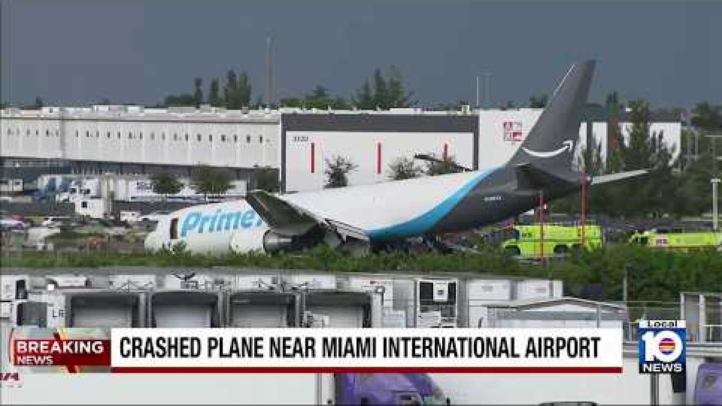 Amazon cargo plane crashes after going off Miami International Airport runway