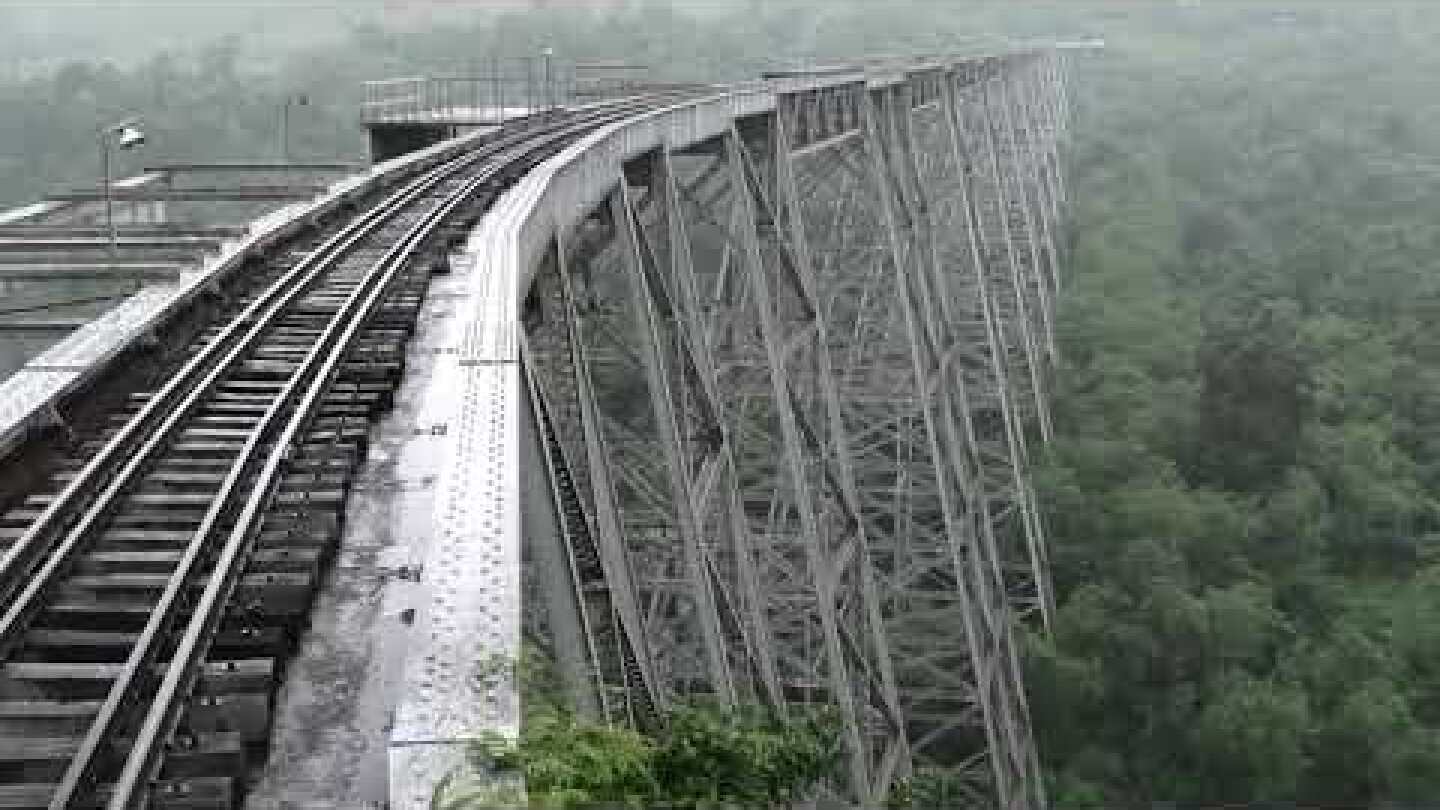 Incredible Gokteik Viaduct: Drivers view of approach and crossing, Myanmar (Burma) Railways -Trains