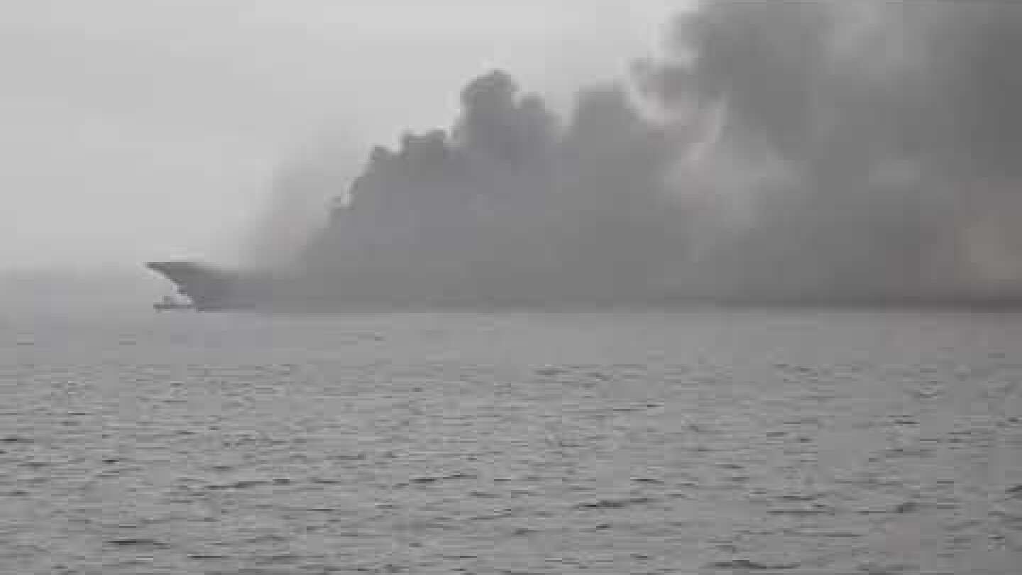 Russia’s Admiral Kuznetsov on fire at Murmansk