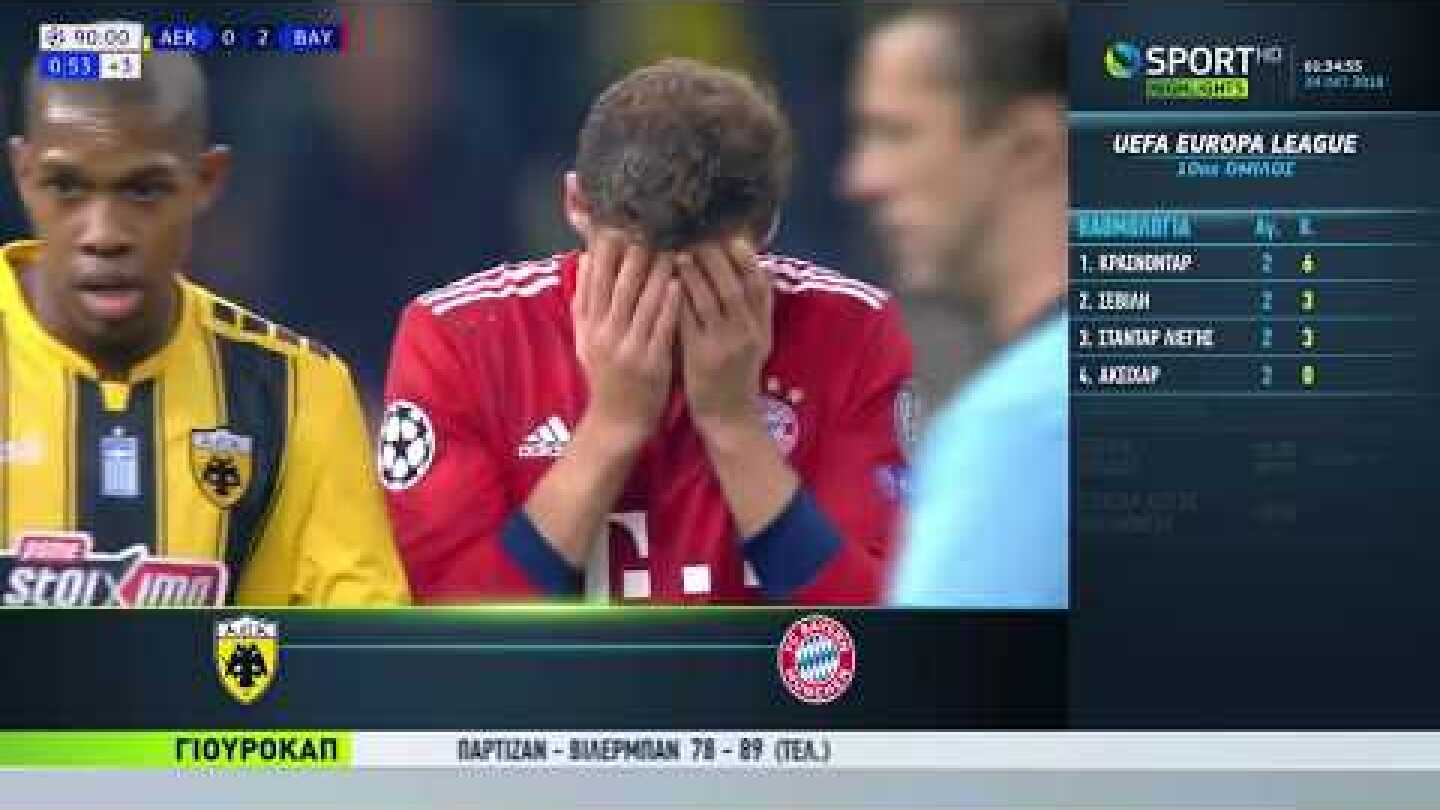 ΑΕΚ-Μπάγερν 0-2 Στιγμιότυπα HD 3η Άγ. 23-10-2018