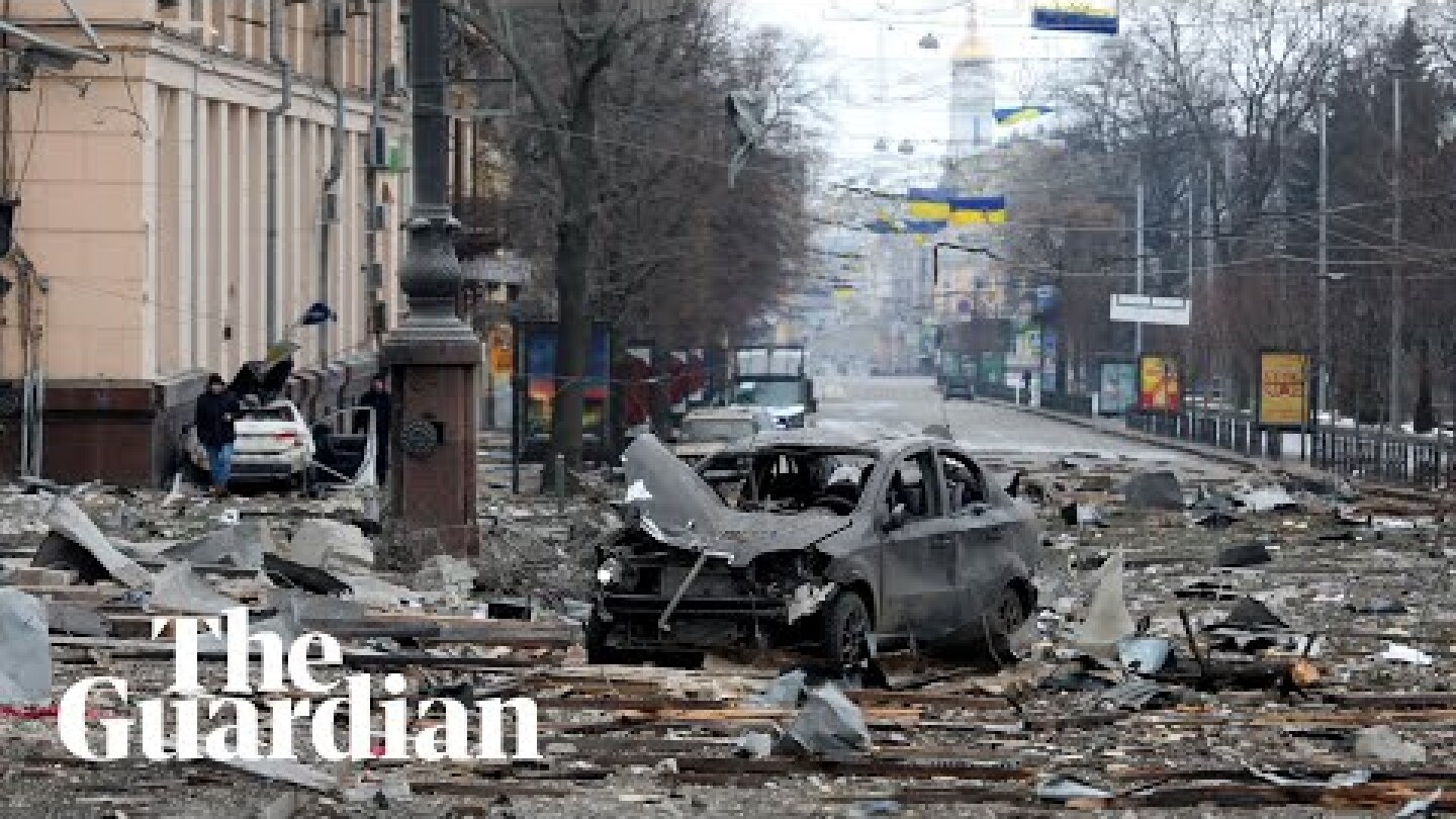 Ukraine: footage shows devastation in Kharkiv after Russian shelling