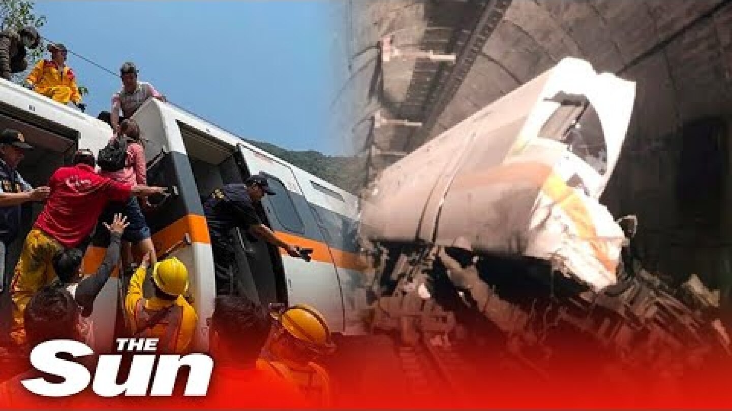 Taiwan train crash leaves 36 dead & dozens trapped as service smashes into truck which fell on line