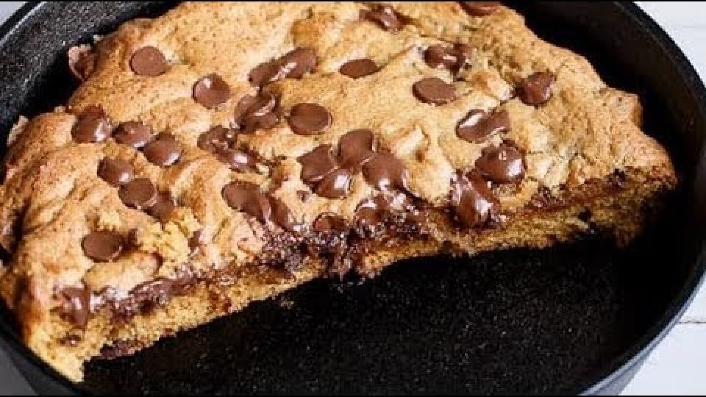 Nutella Stuffed Deep Dish Chocolate Chip Skillet Cookie