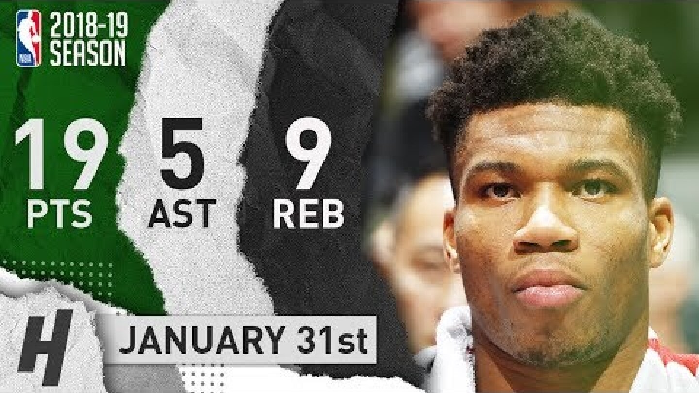 Giannis Antetokounmpo Full Highlights Bucks vs Raptors 2019.01.31 - 19 Pts, 5 Ast, 9 Rebounds!