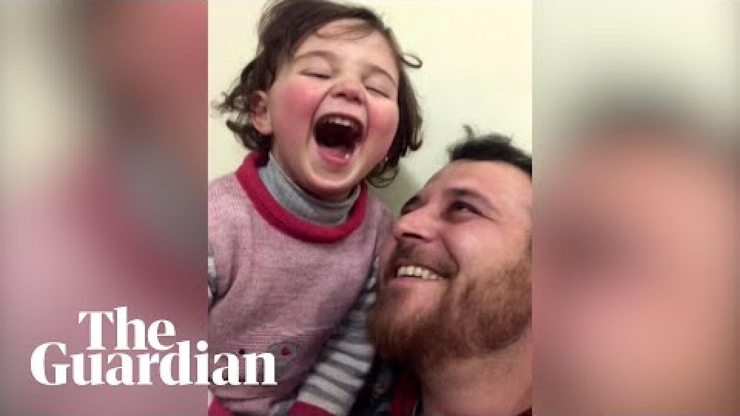 Syrian father teaches daughter to cope with bombs through laughter