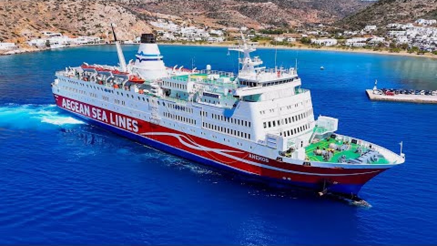 Εντυπωσιακό ρεμέτζο του “επιβλητικού” F/B Anemos στη Σίφνο | Arrival at the port of Sifnos