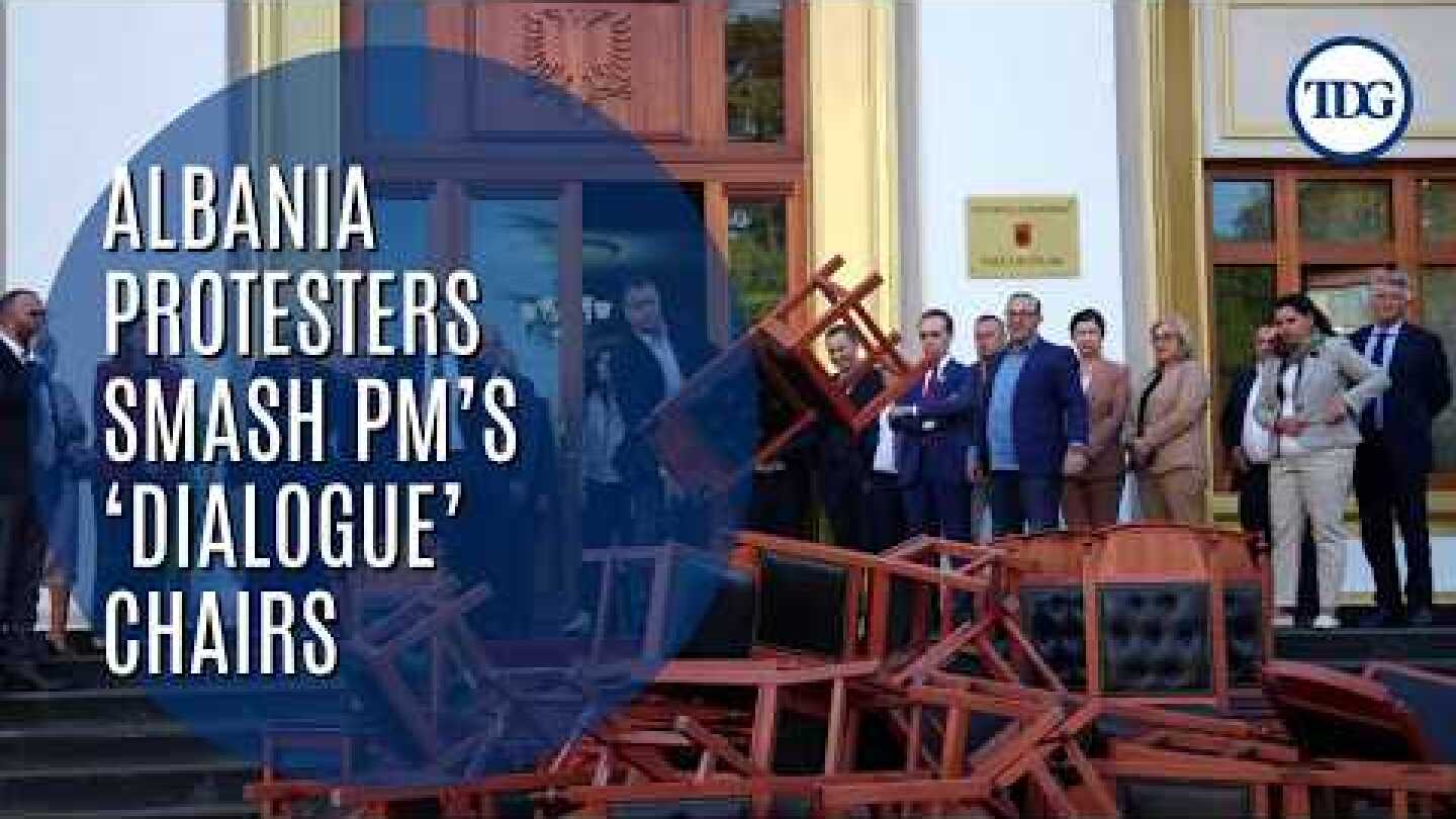 Albania Protesters Smash Chairs Set Out by PM as Symbol of Dialogue
