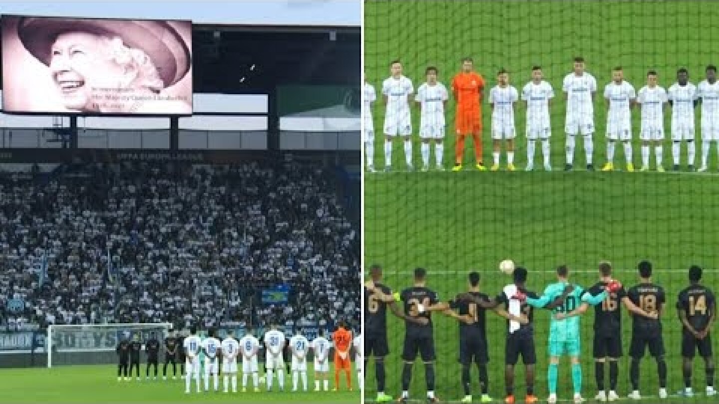 Fans boo during minute's silence for the Queen's death during Zurich vs Arsenal Europa League game