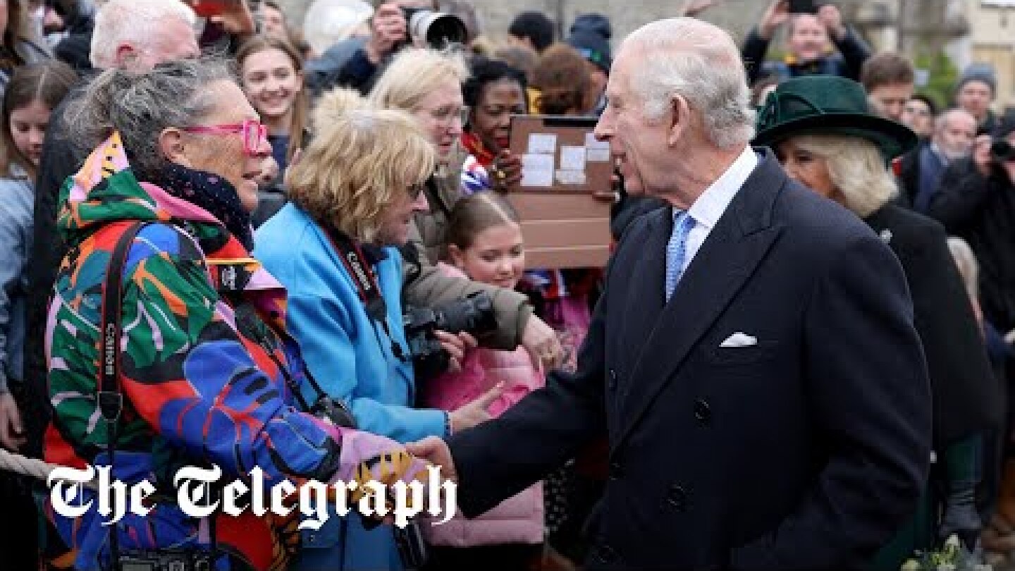 King Charles greets well-wishers on surprise walkabout for Easter Sunday