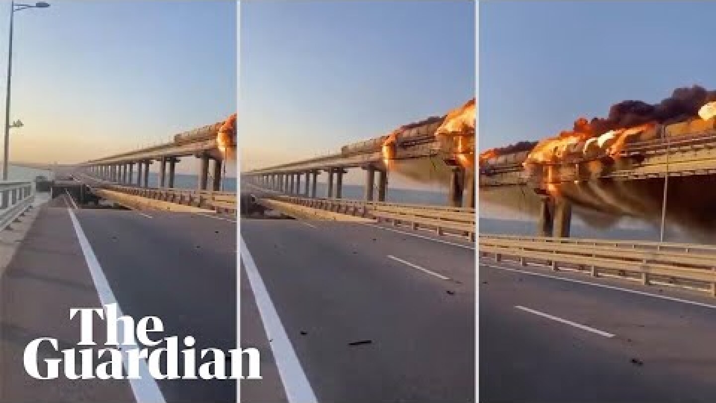 Fire engulfs bridge spanning from Crimea to Russia after explosion