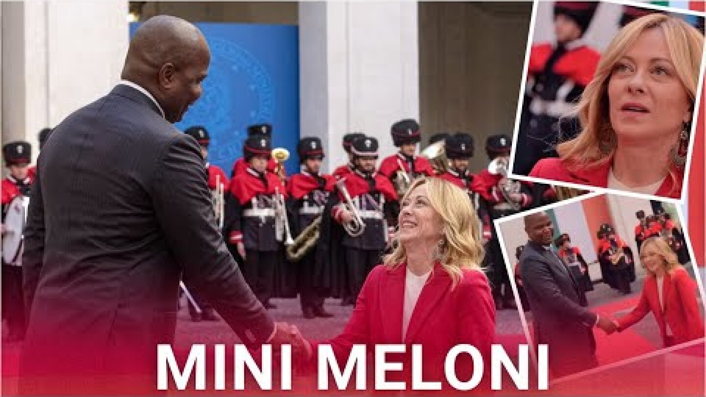 Meloni's hilarious reaction to meeting the very tall Mozambique president
