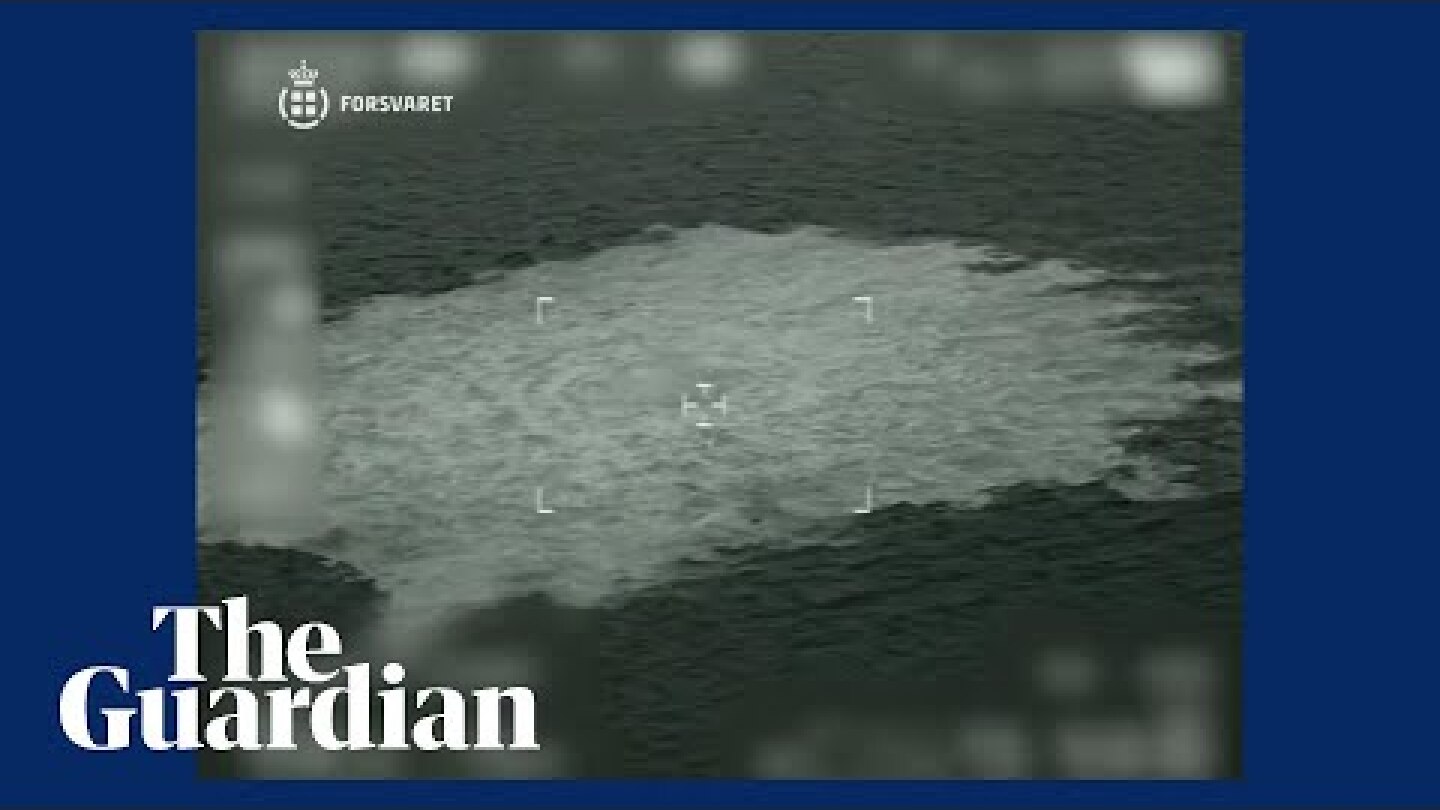 Aerial footage of leak in Danish waters from Nord Stream 1 pipeline
