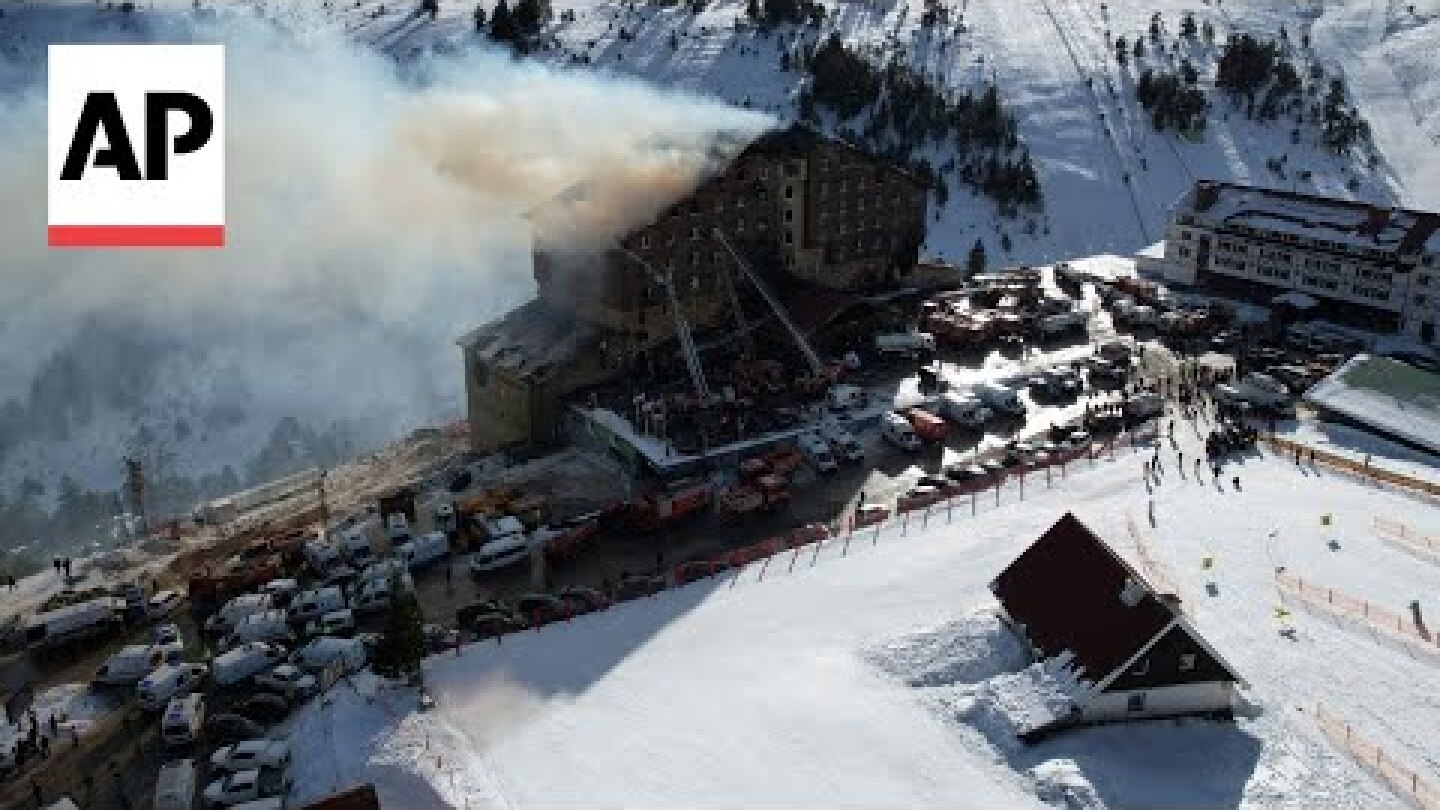 Witnesses at a Turkish ski resort stood helpless as people leaped out of a burning hotel