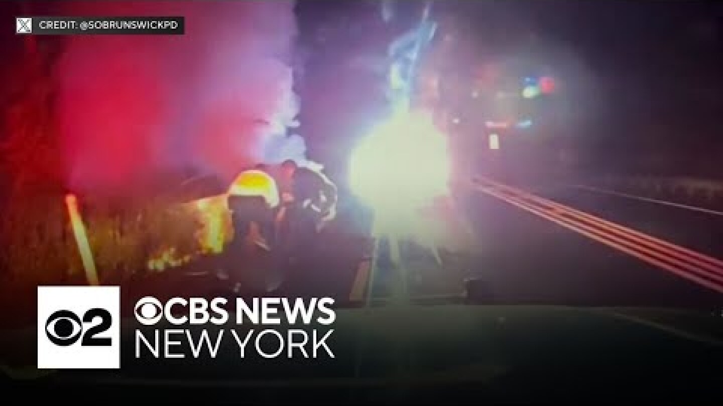 Dramatic video shows South Brunswick, N.J. police rescue man from burning car