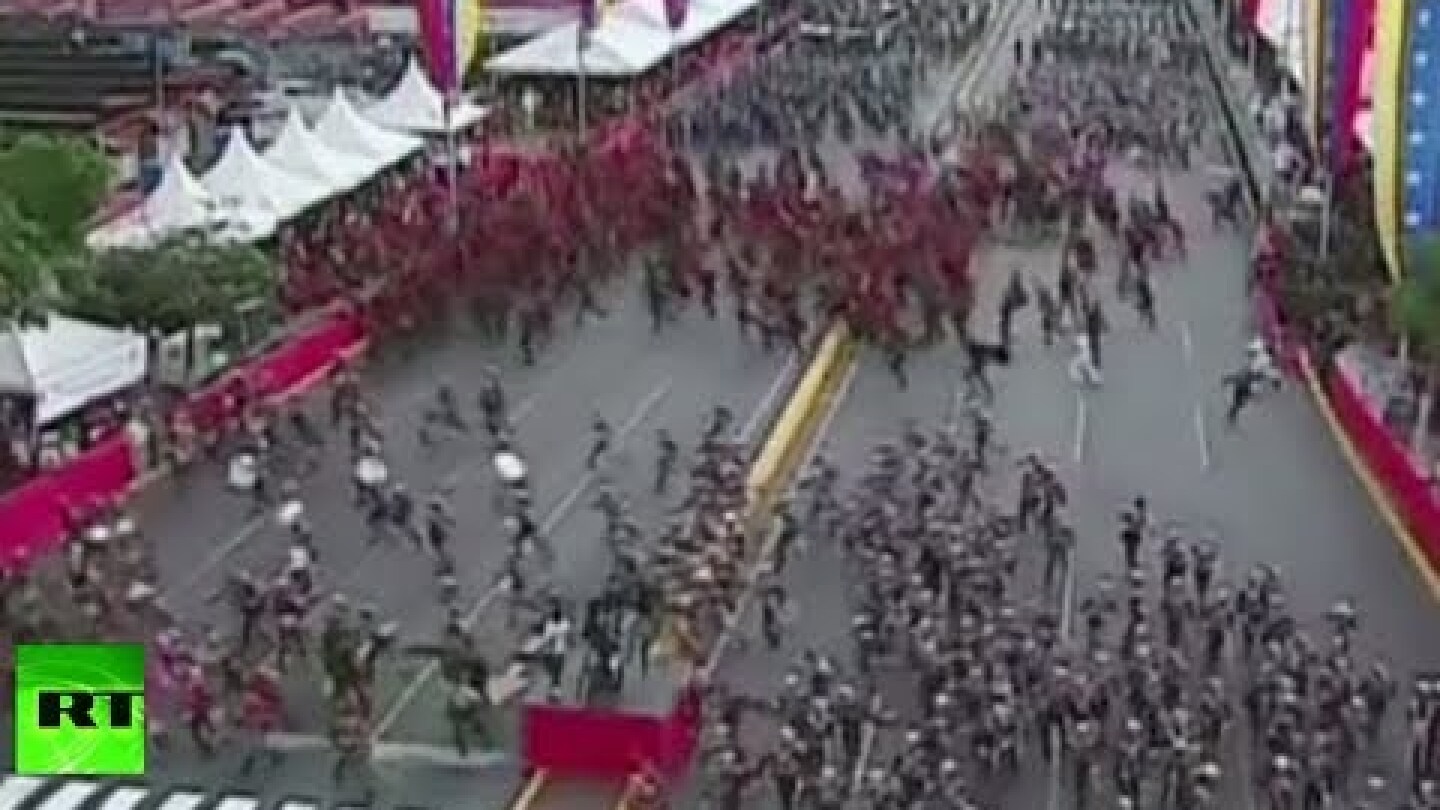 Caracas chaos: Soldiers scatter after loud explosion cut Maduro speech