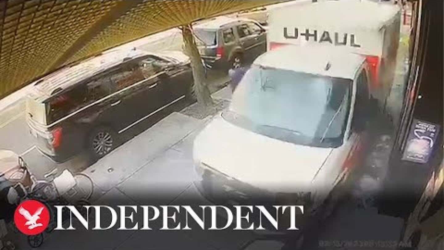 Moment U-Haul van almost runs over pedestrian during Brooklyn 'rampage'
