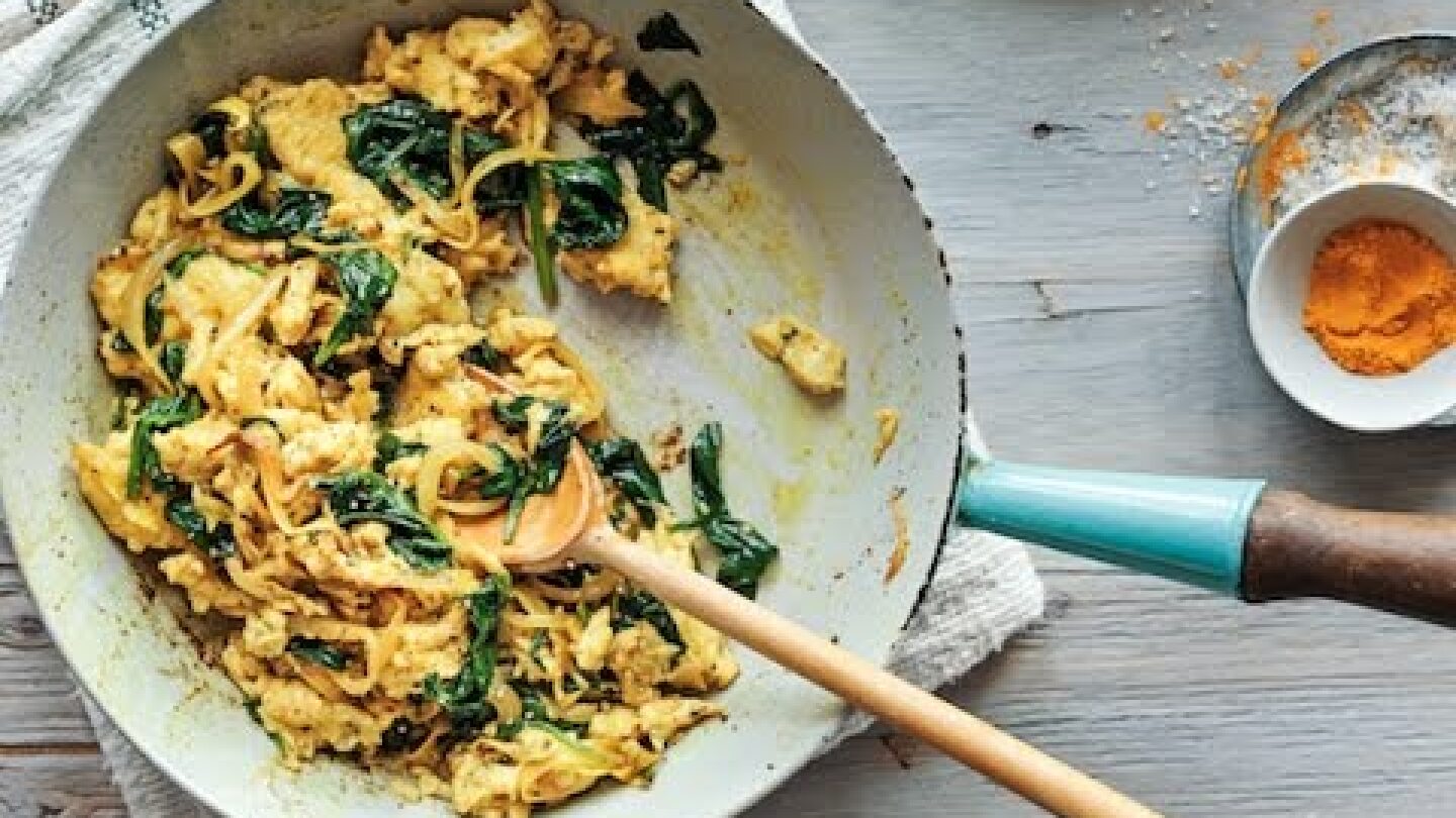 Turmeric Scrambled Eggs with Spinach & Ghee