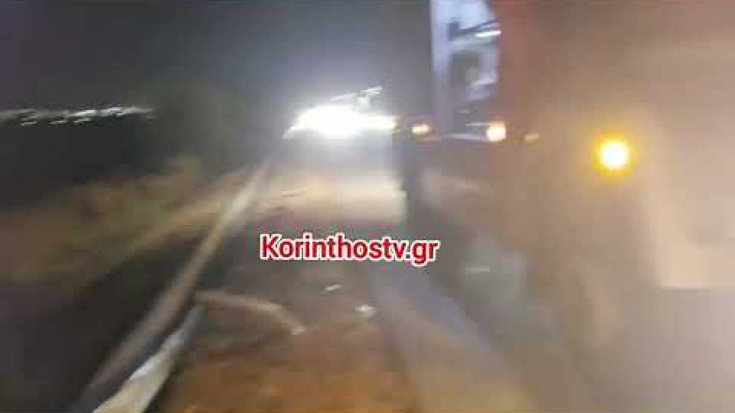 Ανατροπή νταλίκας στην Ε.Ο Κορίνθου-Πατρών, στο ύψος του Ζευγολατιού