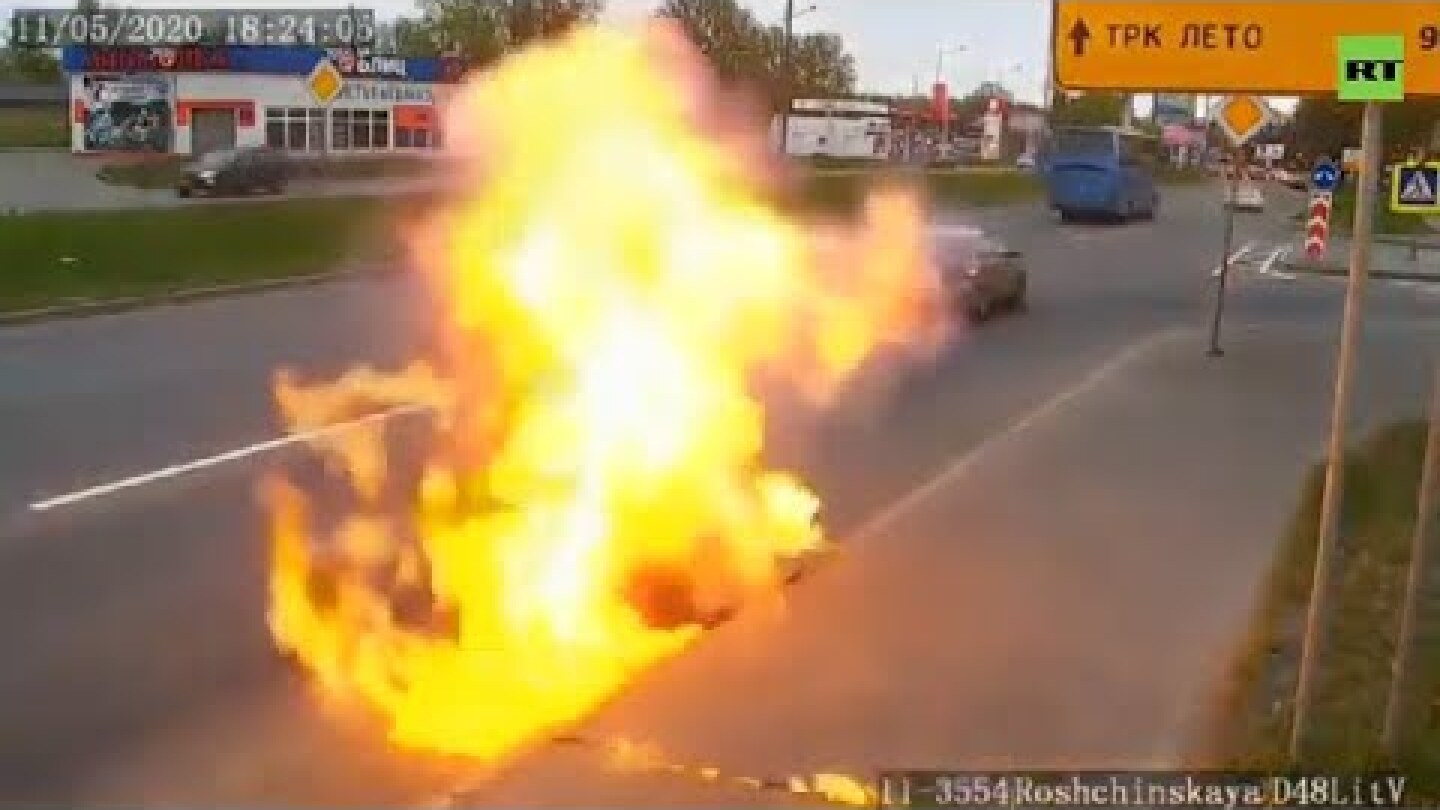 Fire breaks out from under the ground in Russia