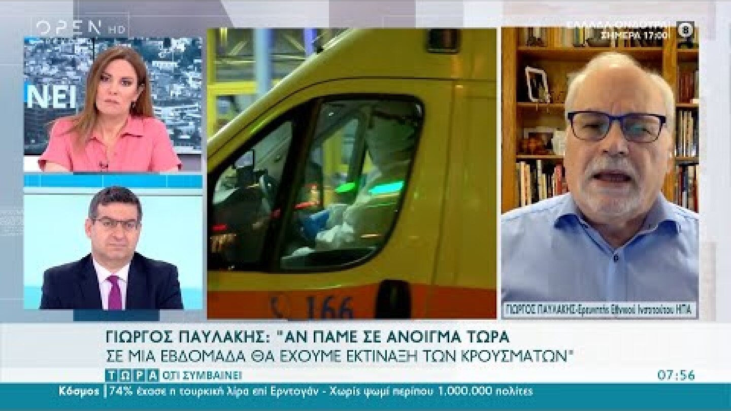 Γιώργος Παυλάκης: Αν πάμε σε άνοιγμα τώρα, σε μία βδομάδα θα έχουμε εκτίναξη των κρουσμάτων |OPEN TV