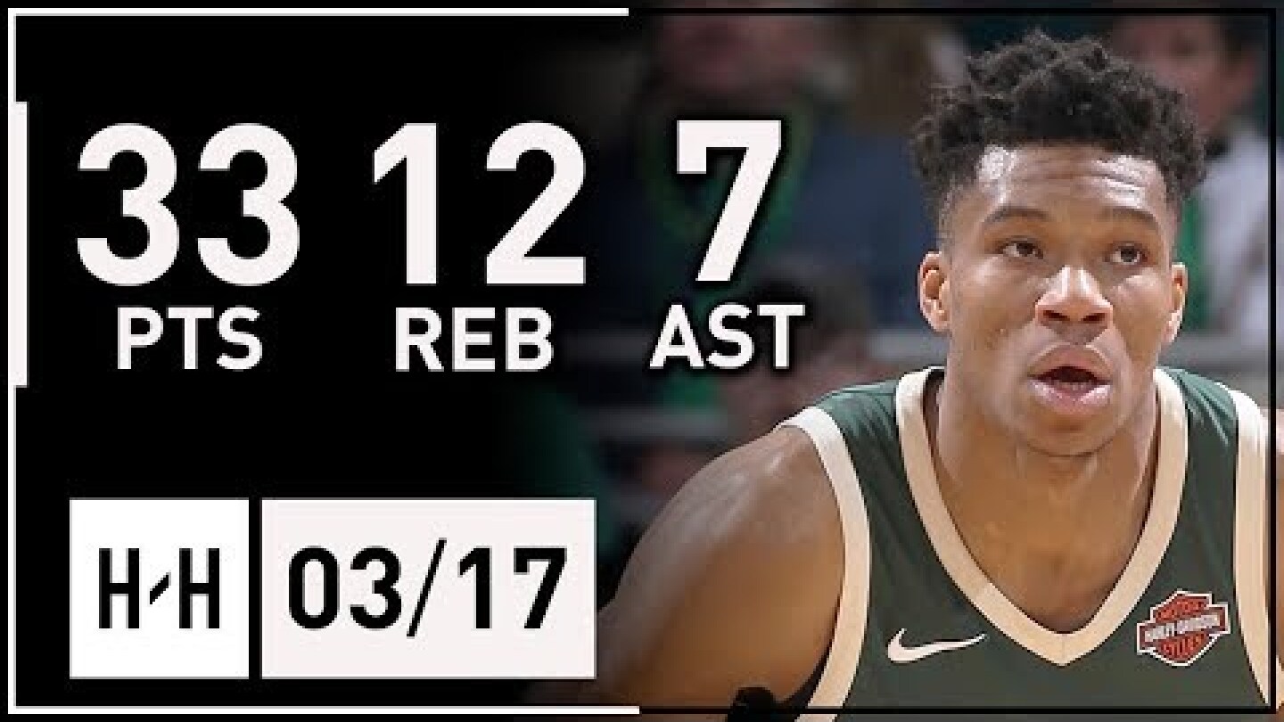 Giannis Antetokounmpo Full Highlights Bucks vs Hawks (2018.03.17) - 33 Pts, 12 Reb, 7 Ast, SICK!