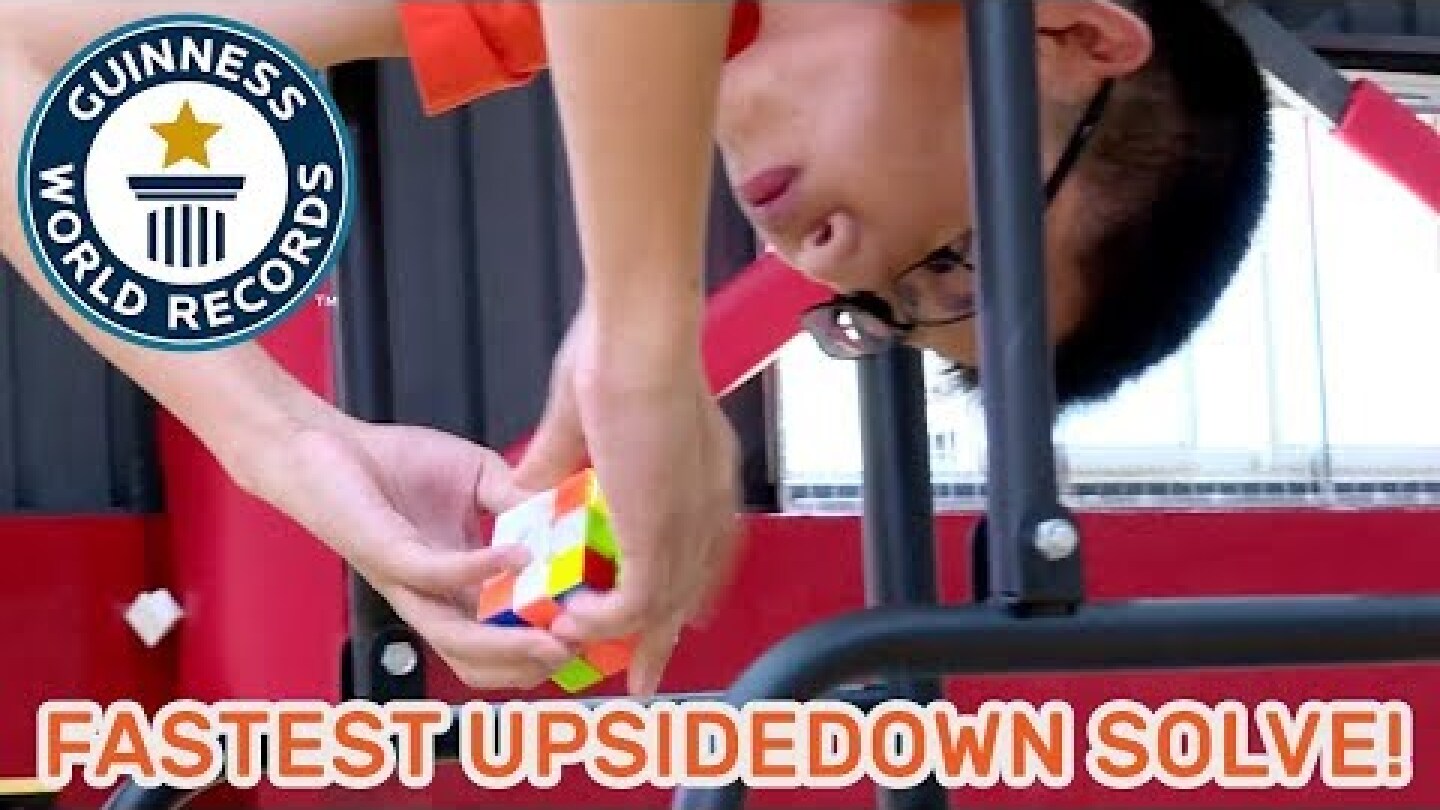 Fastest time to solve a Rubik's Cube upside down - Guinness World Records Day 2018