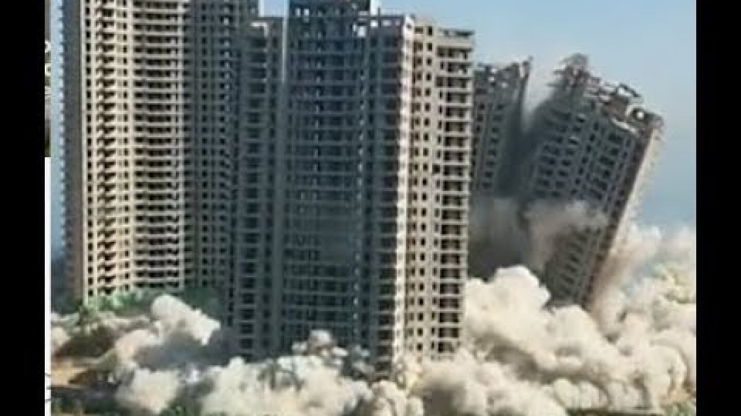 Highly Explosive! 4 Skyscrapers Demolished in China 15 秒！4栋高层海景房爆破