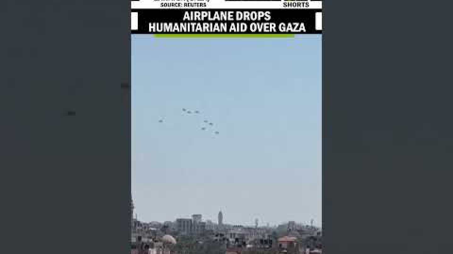Aircraft airdrops humanitarian aid supplies over Gaza as humanitarian crisis deepens
