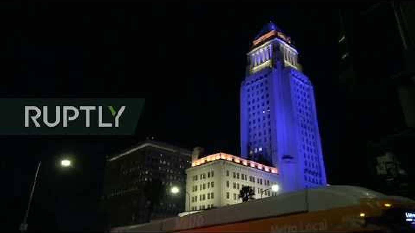 LIVE: Los Angeles City Hall turns purple and gold to honor Kobe Bryant