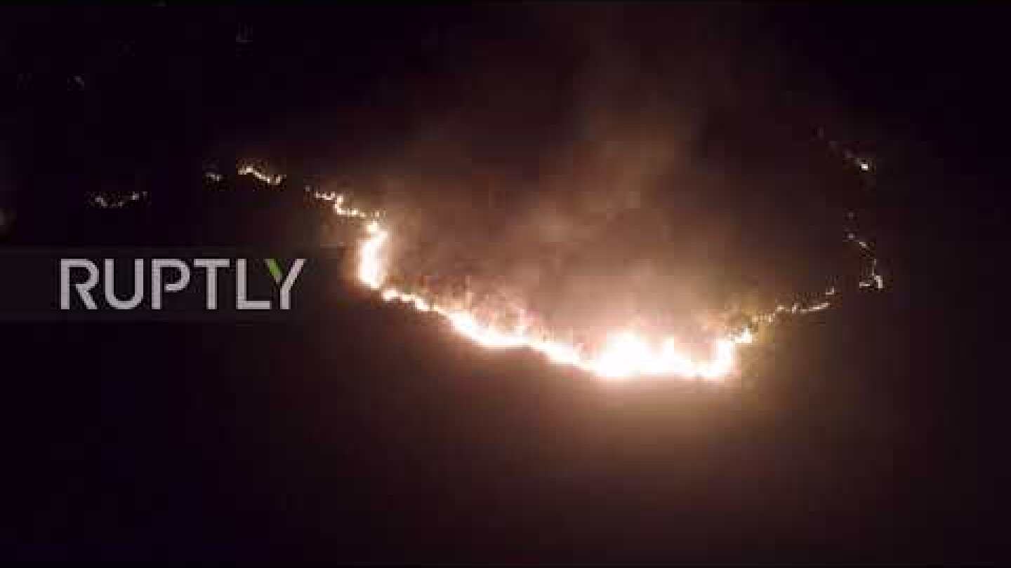Brazil: Drone shows Sao Paolo park set ablaze by fallen balloon