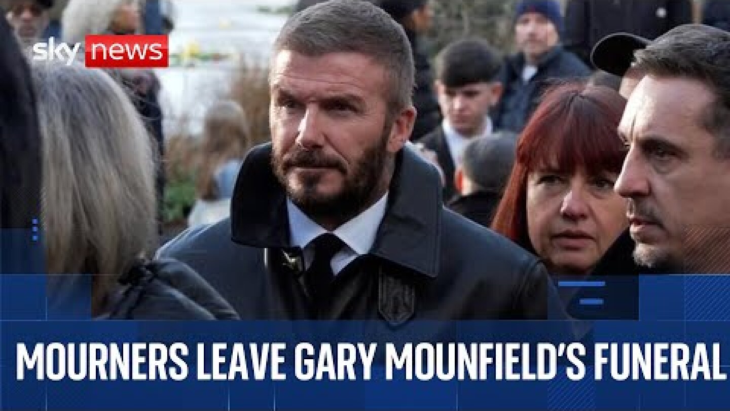 Mourners leave the funeral of The Stone Roses bassist Gary "Mani" Mounfield