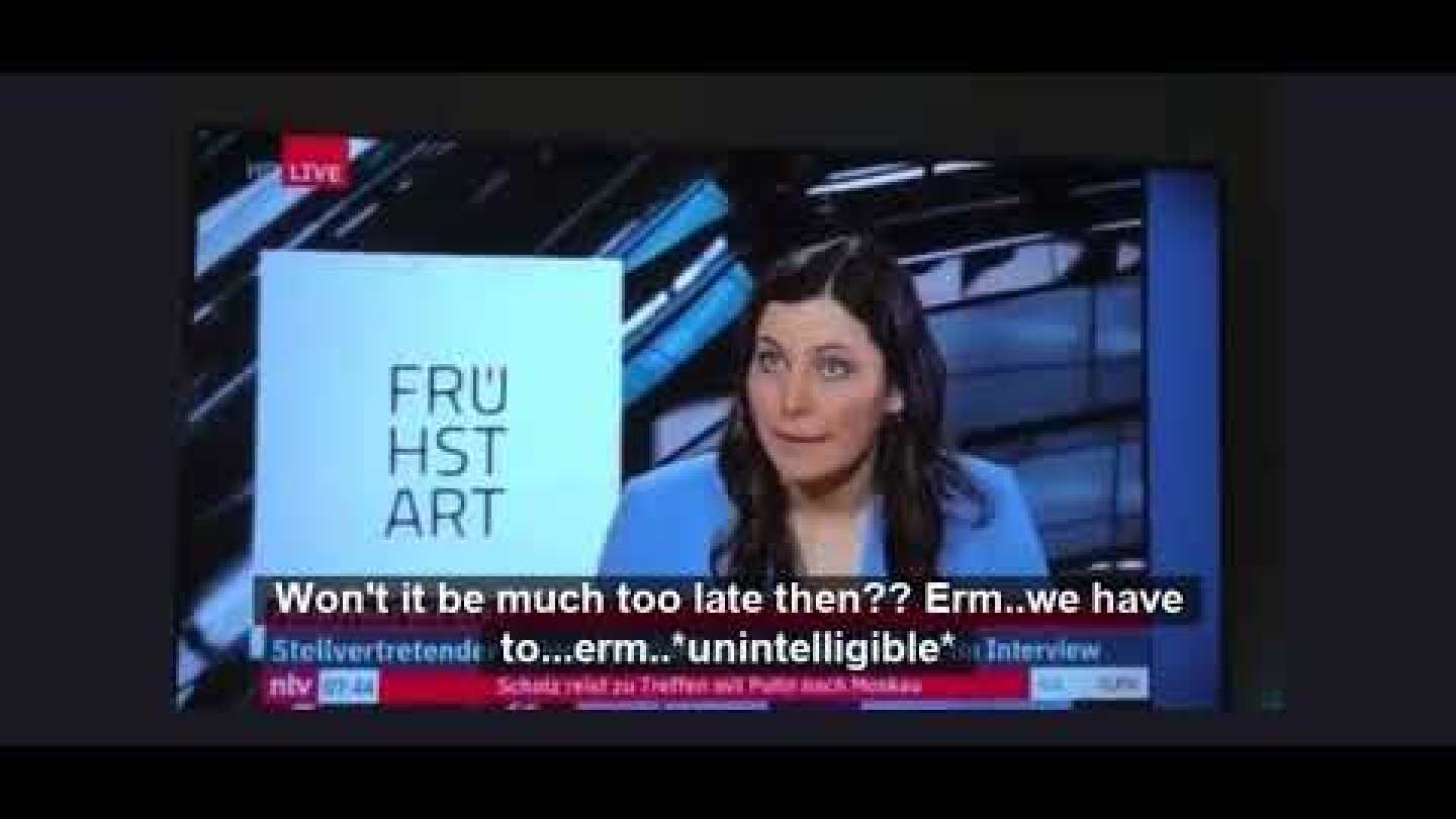 German TV interviewer collapses live on air while pushing for enforcement of general mandate.