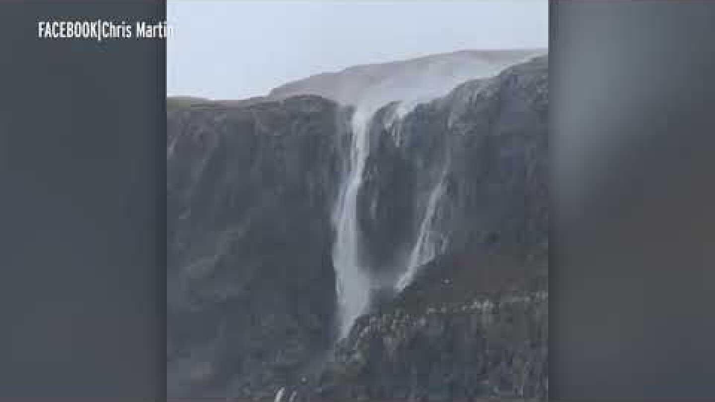 Storm Callum: Waterfall is sent into 'REVERSE' by powerful winds