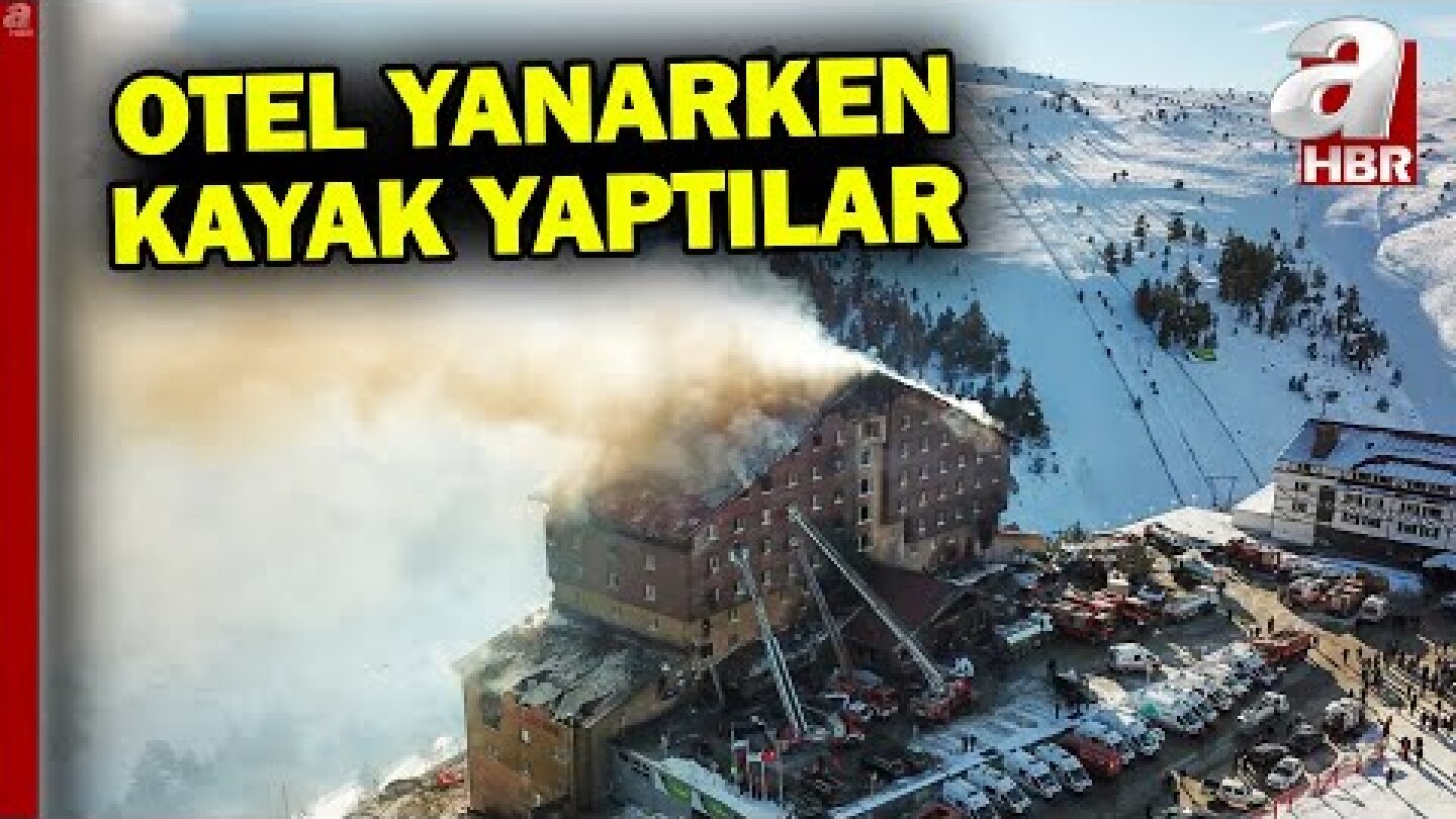 Otel yanarken kayak yapmaya devam ettiler | A Haber