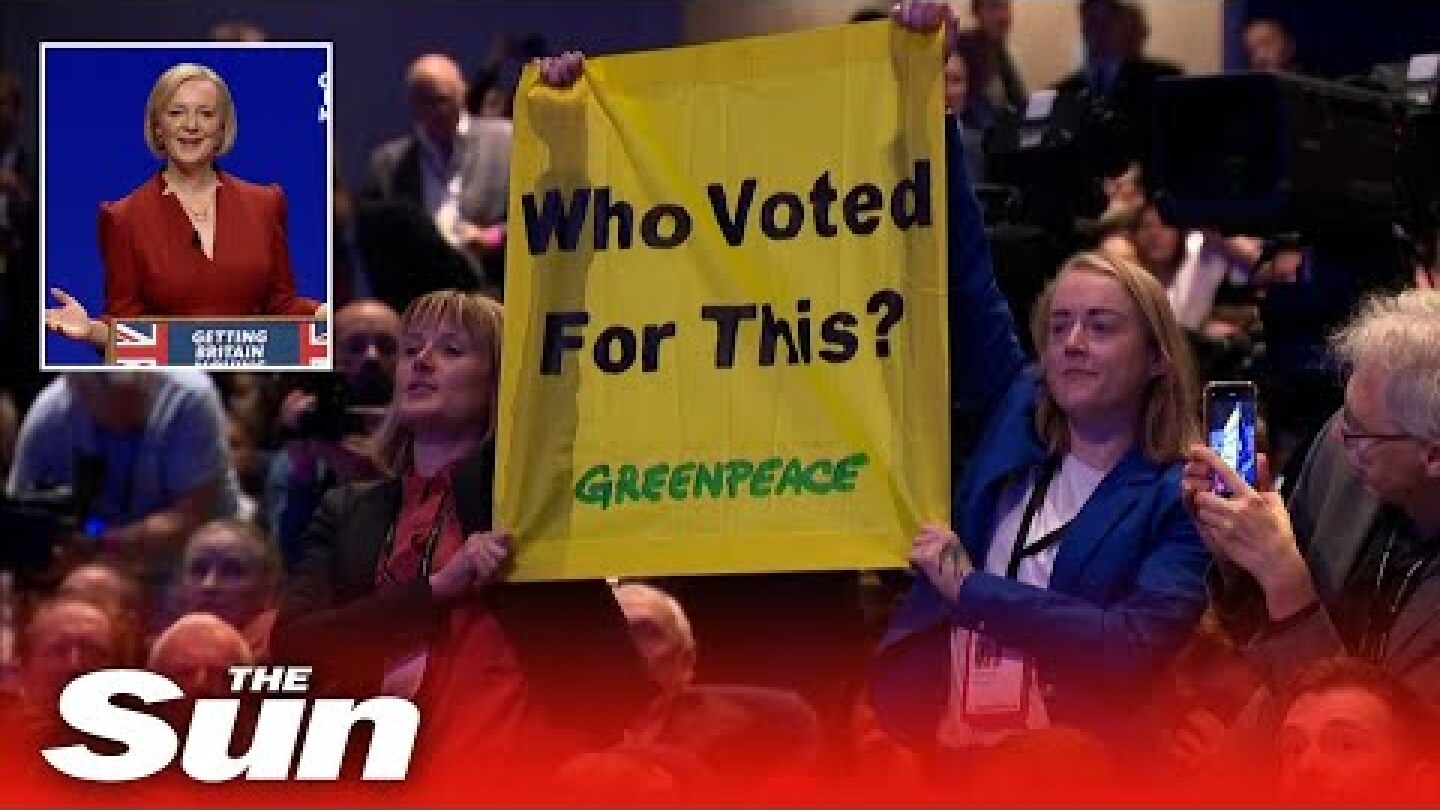 'Who voted for this?': Greenpeace protesters interrupt Truss' speech at Tory conference