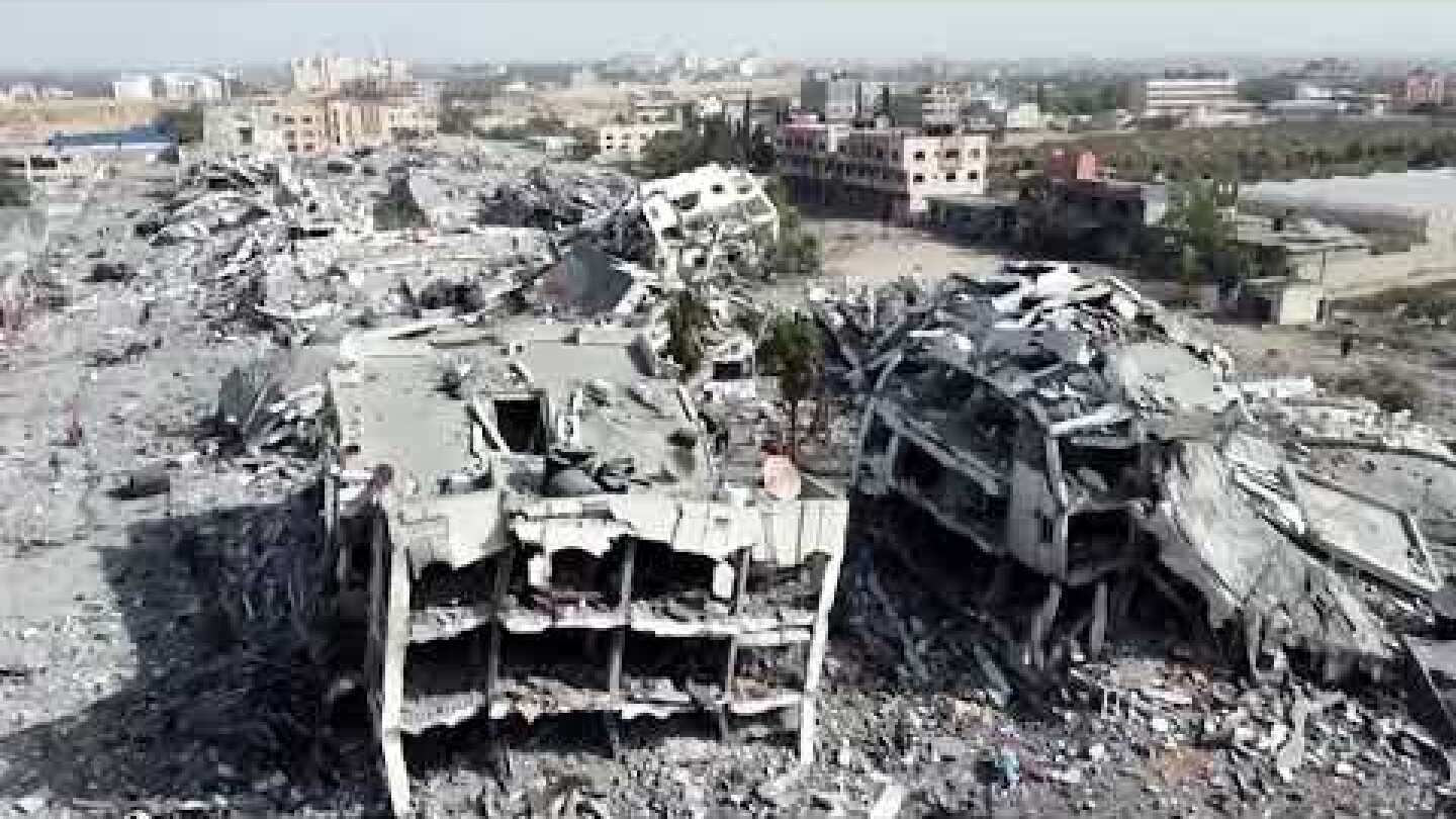 Drone shows destruction in Gaza