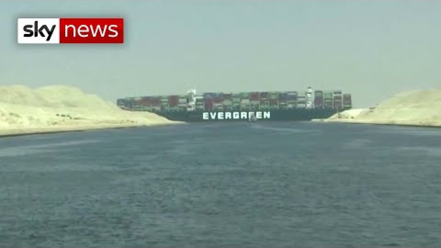 Stuck at sea: Cargo ship wedged in Suez Canal causes traffic jam
