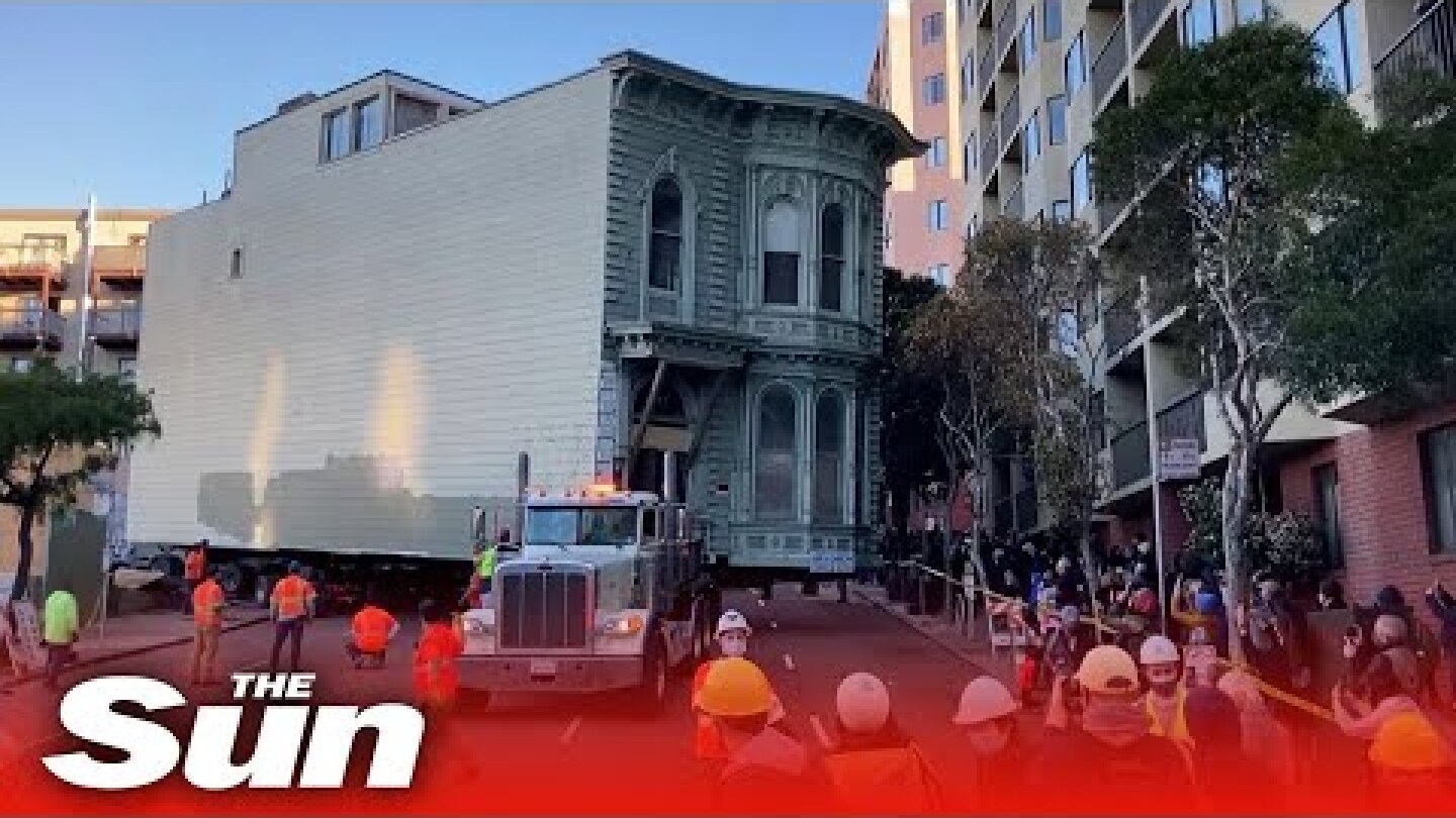 139-year-old San Francisco Victorian home is moved by truck 7 blocks to a new location