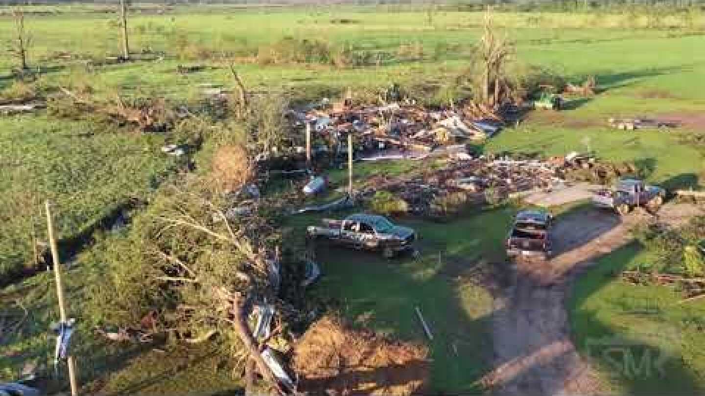 4-13-2020 Bassfield, Ms- Extreme tornado damage from huge tornado, drone, Cars, homes destroyed