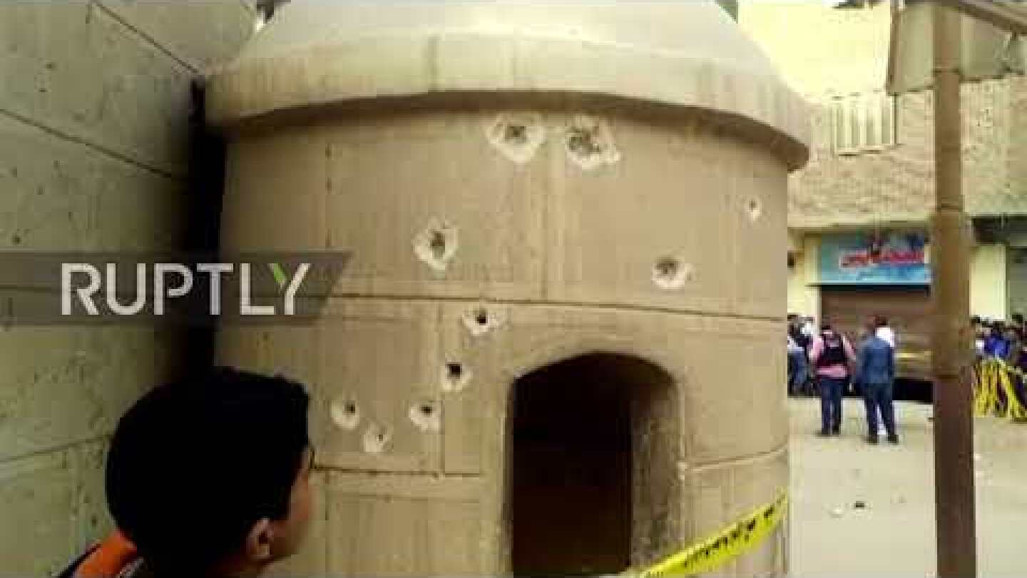 Egypt: Bullet holes and blood stain Cairo church attack site