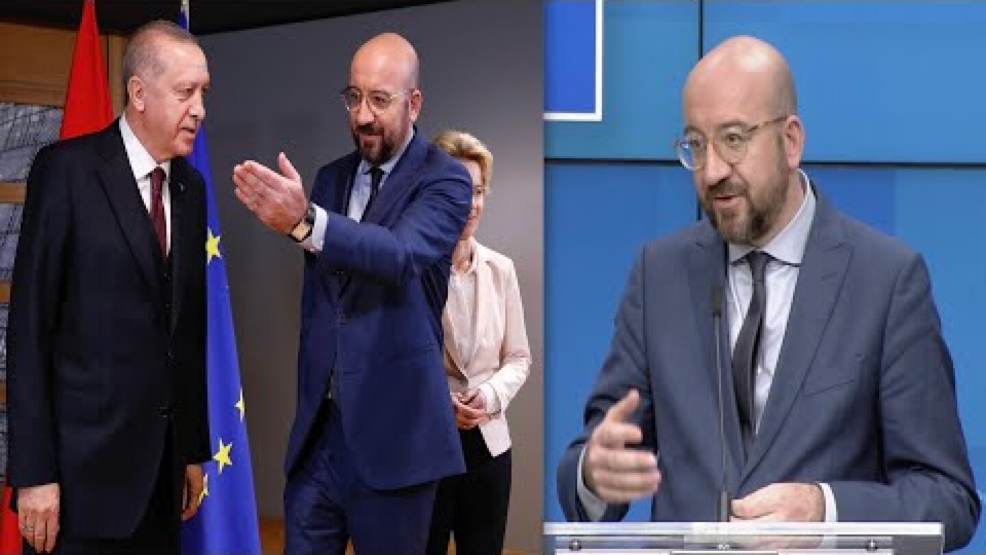 EU-Turkey migrant crisis: press conference EU Council President Charles Michel after meeting Erdogan